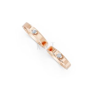 Nhẫn cưới E890 vàng hồng Rose Gold thiết kế đối xứng, phong cách, ấn tượng