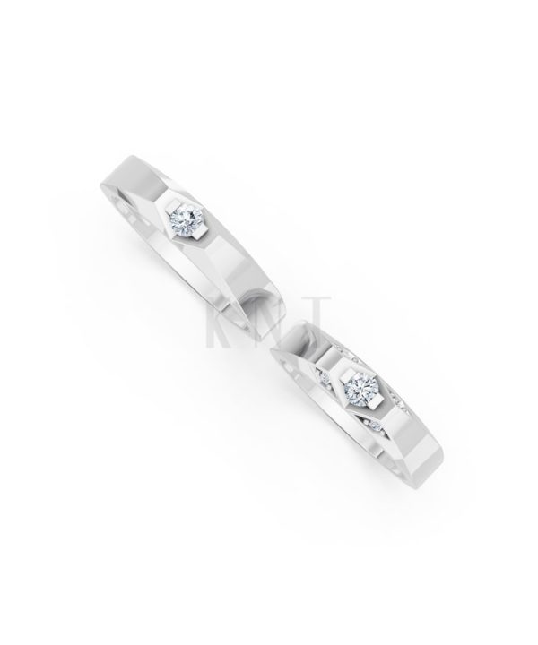 Nhẫn cưới E890 vàng trắng White Gold kiểu dáng cá tính, hiện đại