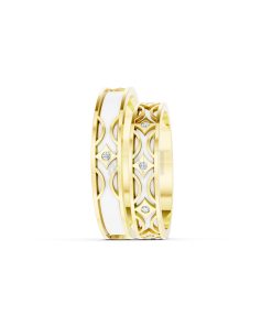 Nhẫn Cưới Collab Ceramic - E895 màu Vàng Gold đính đá trắng, thiết kế phá cách, sang trọng