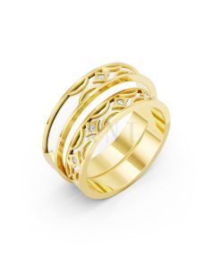 Nhẫn Cưới Collab Ceramic - E895 màu Vàng Gold thiết kế tinh tế, sang trọng