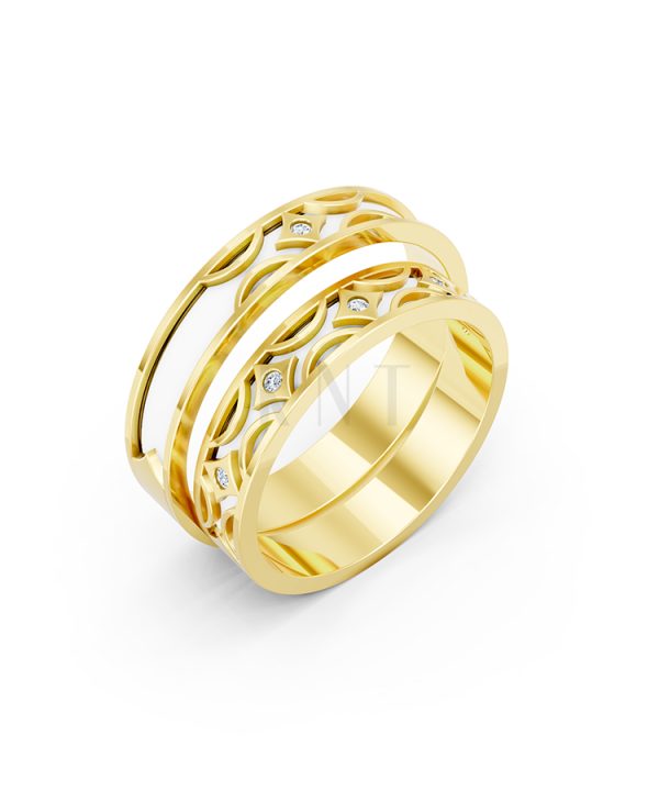 Nhẫn Cưới Collab Ceramic - E895 màu Vàng Gold thiết kế tinh tế, sang trọng