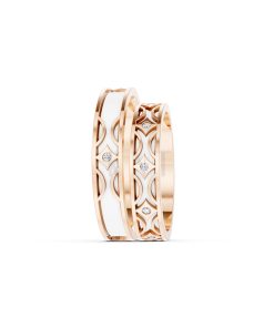 Nhẫn Cưới Collab Ceramic - E895 màu vàng hồng Rose Gold vàng đẹp, họa tiết hình học, độc đáo