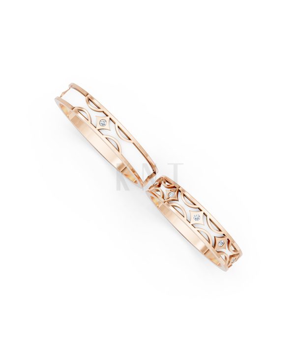 Nhẫn Cưới Collab Ceramic - E895 màu vàng hồng Rose Gold cặp đôi, phong cách trẻ trung, nổi bật