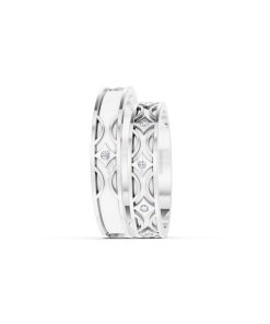 Nhẫn Cưới Collab Ceramic - E895 màu vàng trắng White Gold vàng sáng, đường nét sắc sảo, tinh tế