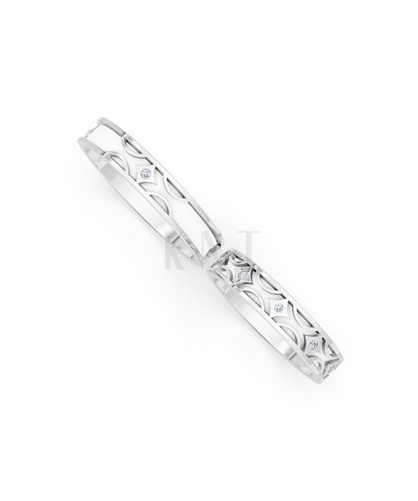 Nhẫn Cưới Collab Ceramic - E895 màu vàng trắng White Gold kiểu dáng cá tính, hiện đại