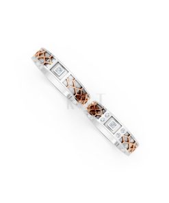 Nhẫn Cưới Collab Ceramic - E896 - Nhẫn cưới vàng tráng men đính đá phối màu Dual Color thiết kế đối xứng, phong cách, ấn tượng