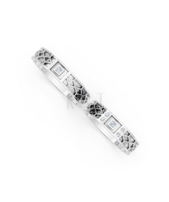 Nhẫn Cưới Collab Ceramic - E896 - Nhẫn cưới vàng tráng men đính đá màu vàng trắng White Gold kiểu dáng cá tính, hiện đại