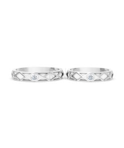 Nhẫn Cưới Collab Ceramic - E899 - Nhẫn cưới tráng men 1 hột đá màu vàng trắng White Gold vàng sáng bóng, thiết kế trẻ trung