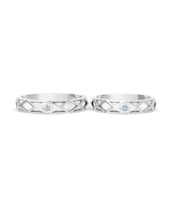 Nhẫn Cưới Collab Ceramic - E899 - Nhẫn cưới tráng men 1 hột đá màu vàng trắng White Gold vàng sáng bóng, thiết kế trẻ trung