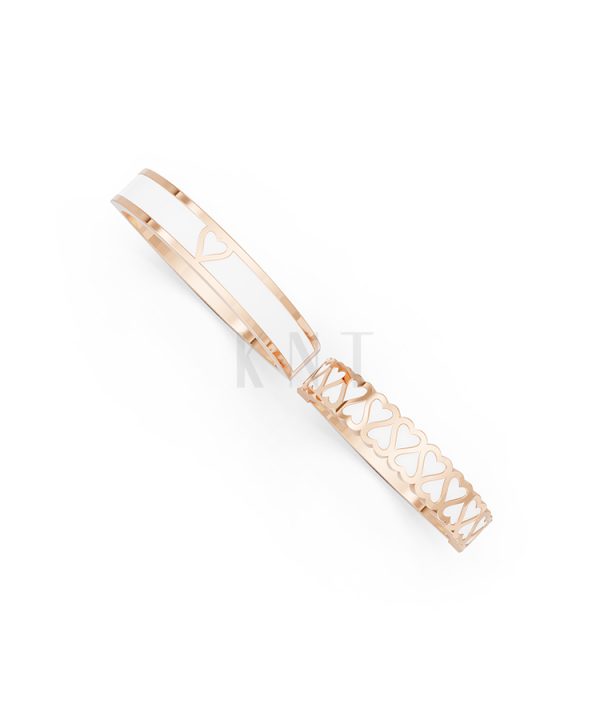 Nhẫn Cưới Collab Ceramic - E900 - Nhẫn cưới tráng men họa tiết trái tim màu vàng hồng Rose Gold vàng đẹp, họa tiết hình học, độc đáo