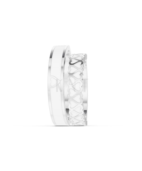 Nhẫn Cưới Collab Ceramic - E900 - Nhẫn cưới tráng men họa tiết trái tim màu vàng trắng White Gold vàng sáng, đường nét sắc sảo, tinh tế