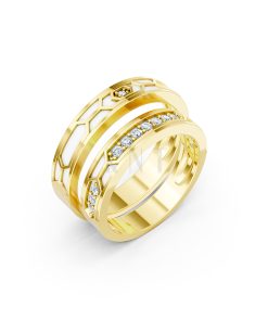 NHẪN CƯỚI COLLAB CERAMIC - E912 màu Vàng Gold thiết kế tinh tế, sang trọng