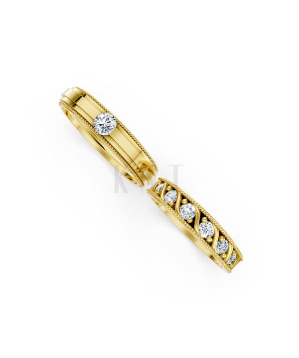 Nhẫn cưới F104 Vàng Gold vàng 10K/14K/18K/607 cao cấp, thanh lịch