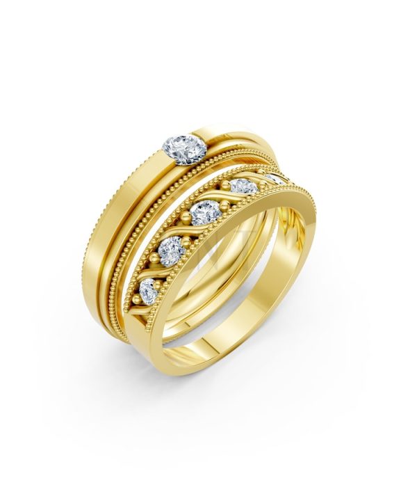 Nhẫn cưới F104 Vàng Gold thiết kế tinh tế, sang trọng