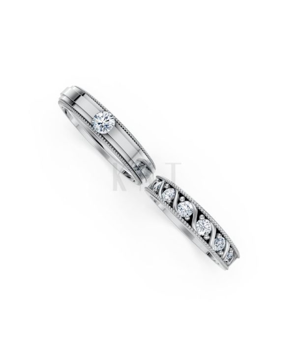 Nhẫn cưới F104 vàng trắng White Gold thiết kế trẻ trung, hiện đại