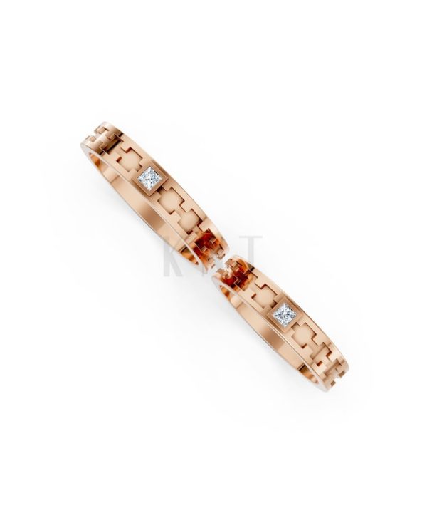 Nhẫn cưới F307 vàng hồng Rose Gold vàng đẹp, kiểu dáng trẻ trung, độc đáo