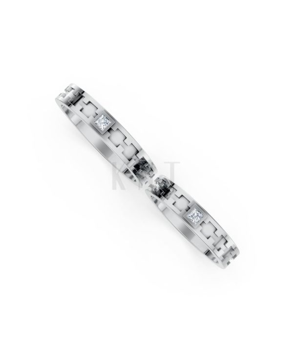 Nhẫn cưới F307 vàng trắng White Gold thiết kế trẻ trung, hiện đại