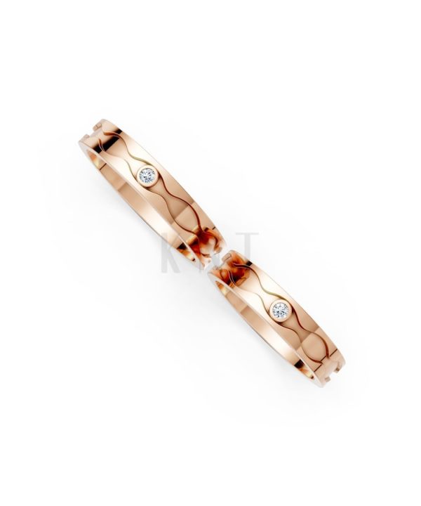Nhẫn cưới F307A vàng hồng Rose Gold vàng đẹp, kiểu dáng trẻ trung, độc đáo