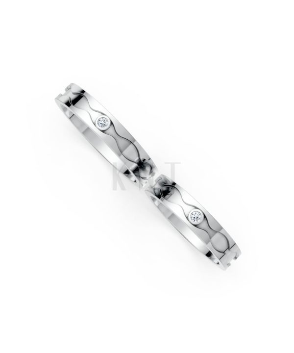 Nhẫn cưới F307A vàng trắng White Gold vàng sáng, đường nét sắc sảo, tinh tế