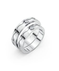 Nhẫn cưới F307A vàng trắng White Gold kiểu dáng hiện đại, nổi bật