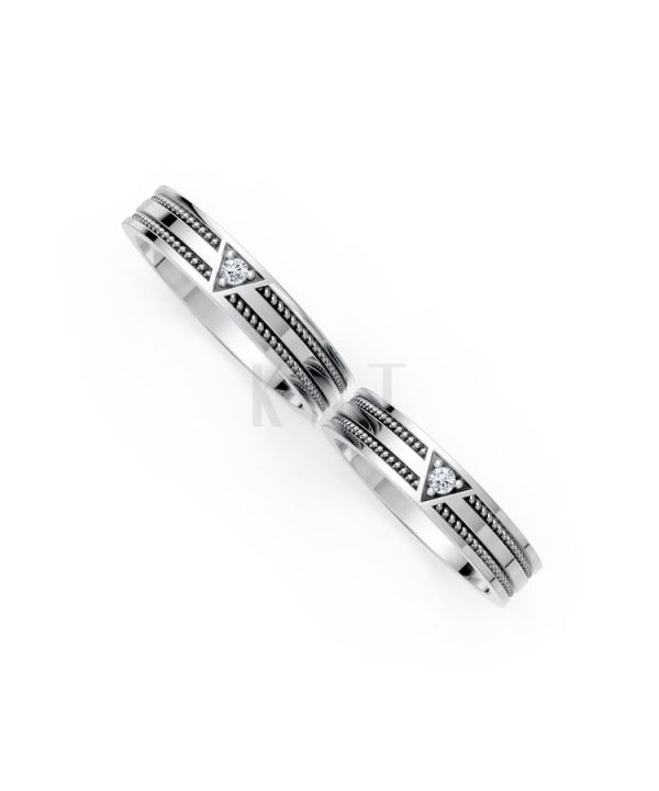 Nhẫn cưới F309 vàng trắng White Gold kiểu dáng cá tính, hiện đại