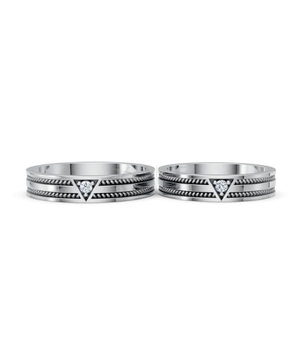 Nhẫn cưới F309 vàng trắng White Gold thiết kế trẻ trung, hiện đại