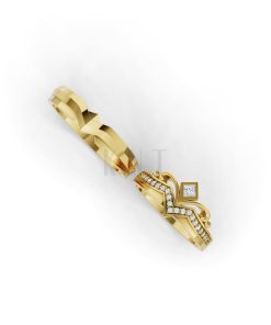 Nhẫn cưới F317 Vàng Gold thiết kế phá cách, sang trọng