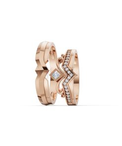 Nhẫn cưới F317 vàng hồng Rose Gold vàng đẹp, kiểu dáng trẻ trung, độc đáo
