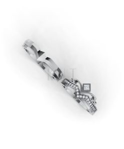 Nhẫn cưới F317 vàng trắng White Gold kiểu dáng cá tính, hiện đại