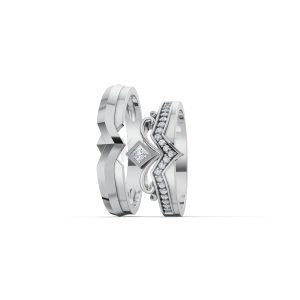 Nhẫn cưới F317 vàng trắng White Gold thiết kế trẻ trung, hiện đại