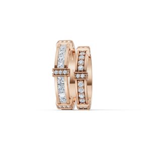 Nhẫn cưới F318 vàng hồng Rose Gold vàng đẹp, kiểu dáng trẻ trung, độc đáo