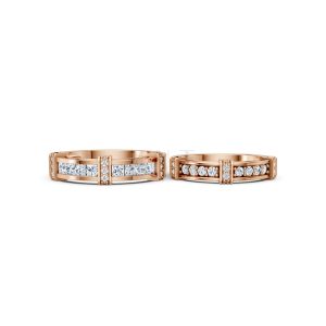 Nhẫn cưới F318 vàng hồng Rose Gold phong cách trẻ trung, nổi bật