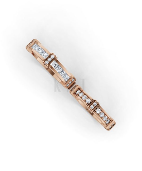 Nhẫn cưới F318 vàng hồng Rose Gold thiết kế đối xứng, phong cách, ấn tượng