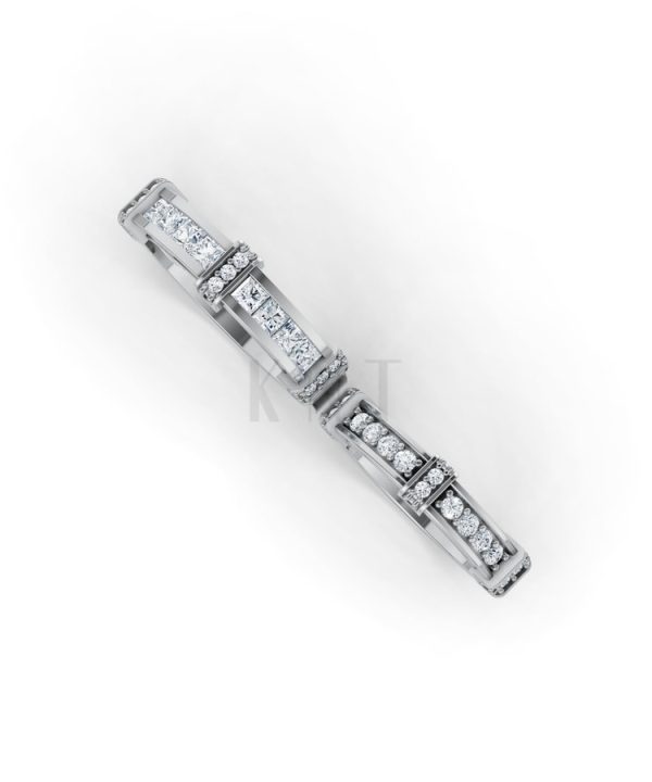 Nhẫn cưới F318 vàng trắng White Gold kiểu dáng cá tính, hiện đại