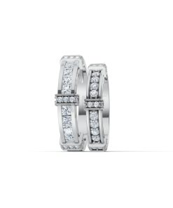 Nhẫn cưới F318 vàng trắng White Gold vàng sáng, đường nét sắc sảo, tinh tế