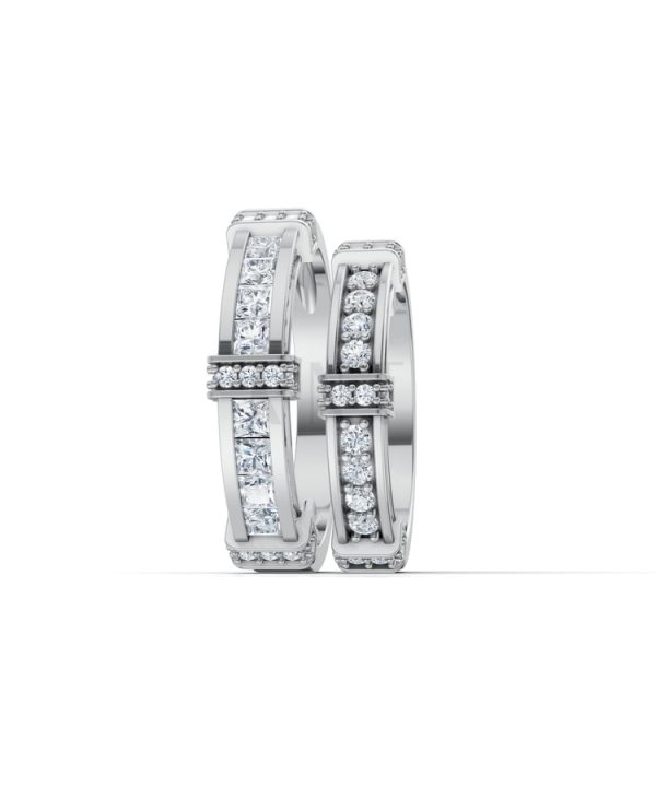 Nhẫn cưới F318 vàng trắng White Gold vàng sáng, đường nét sắc sảo, tinh tế