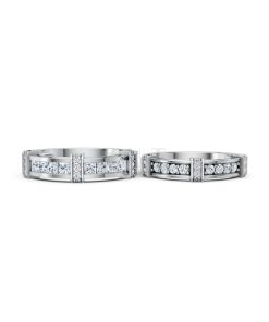 Nhẫn cưới F318 vàng trắng White Gold thiết kế trẻ trung, hiện đại