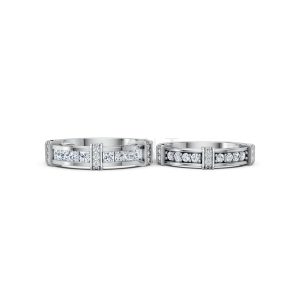 Nhẫn cưới F318 vàng trắng White Gold thiết kế trẻ trung, hiện đại