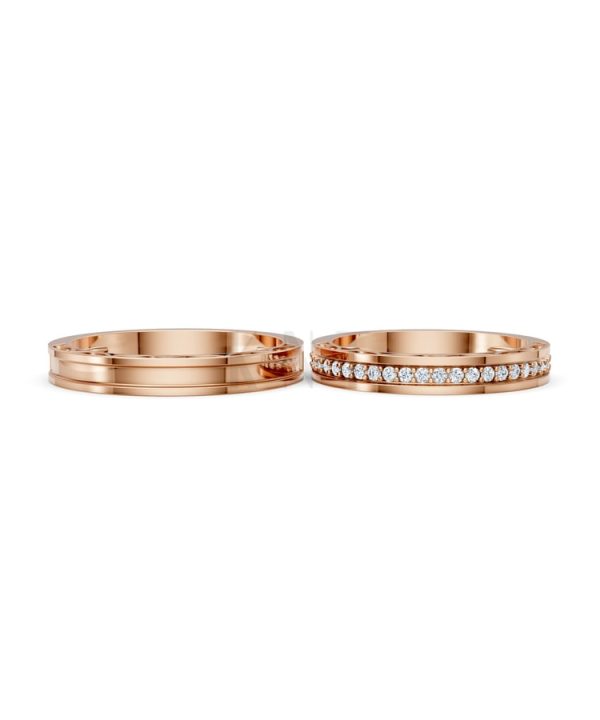 Nhẫn cưới F323 vàng hồng Rose Gold vàng đẹp, kiểu dáng trẻ trung, độc đáo