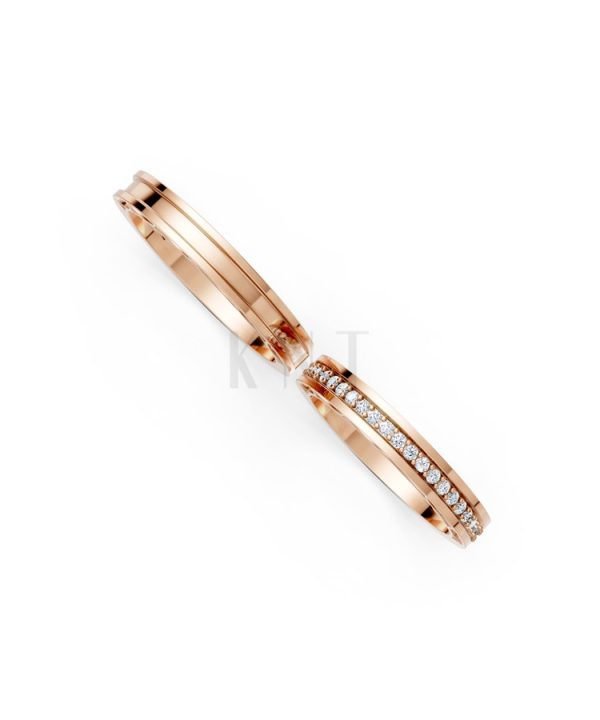 Nhẫn cưới F323 vàng hồng Rose Gold phong cách trẻ trung, nổi bật