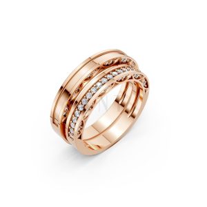 Nhẫn cưới F323 vàng hồng Rose Gold họa tiết ấn tượng, cá tính