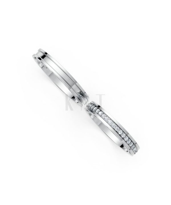 Nhẫn cưới F323 vàng trắng White Gold vàng sáng, đường nét sắc sảo, tinh tế