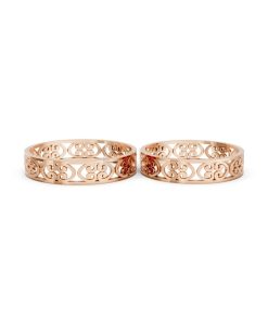 Nhẫn cưới F39 vàng hồng Rose Gold thiết kế đối xứng, phong cách, ấn tượng