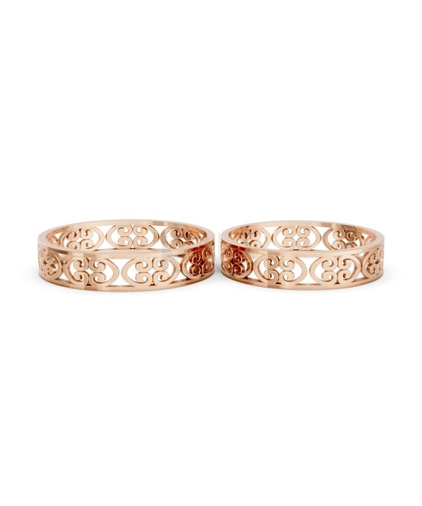 Nhẫn cưới F39 vàng hồng Rose Gold thiết kế đối xứng, phong cách, ấn tượng