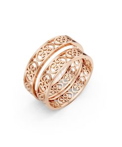 Nhẫn cưới F39 vàng hồng Rose Gold họa tiết ấn tượng, cá tính