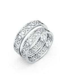 Nhẫn cưới F39 vàng trắng White Gold kiểu dáng hiện đại, nổi bật