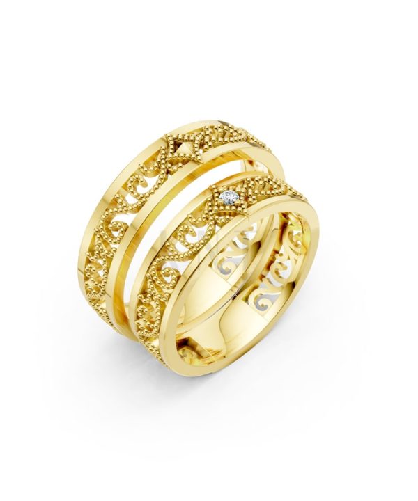 Nhẫn cưới F51 Vàng Gold thiết kế tinh tế, sang trọng