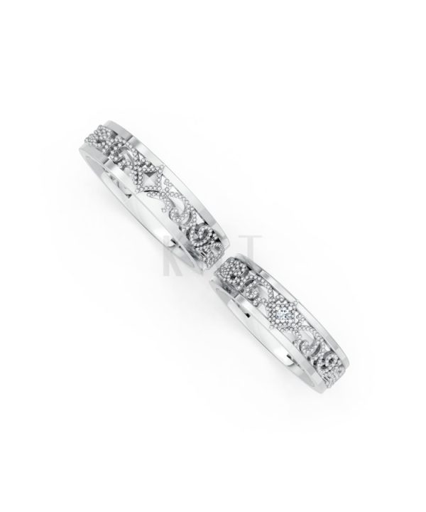 Nhẫn cưới F51 vàng trắng White Gold kiểu dáng cá tính, hiện đại