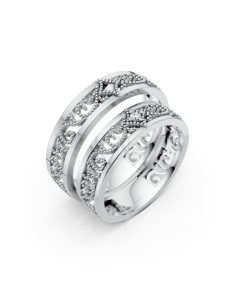 Nhẫn cưới F51 vàng trắng White Gold kiểu dáng hiện đại, nổi bật