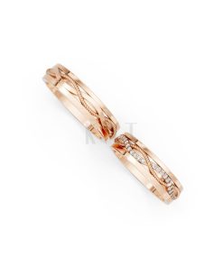 Nhẫn cưới F62 vàng hồng Rose Gold phong cách trẻ trung, nổi bật